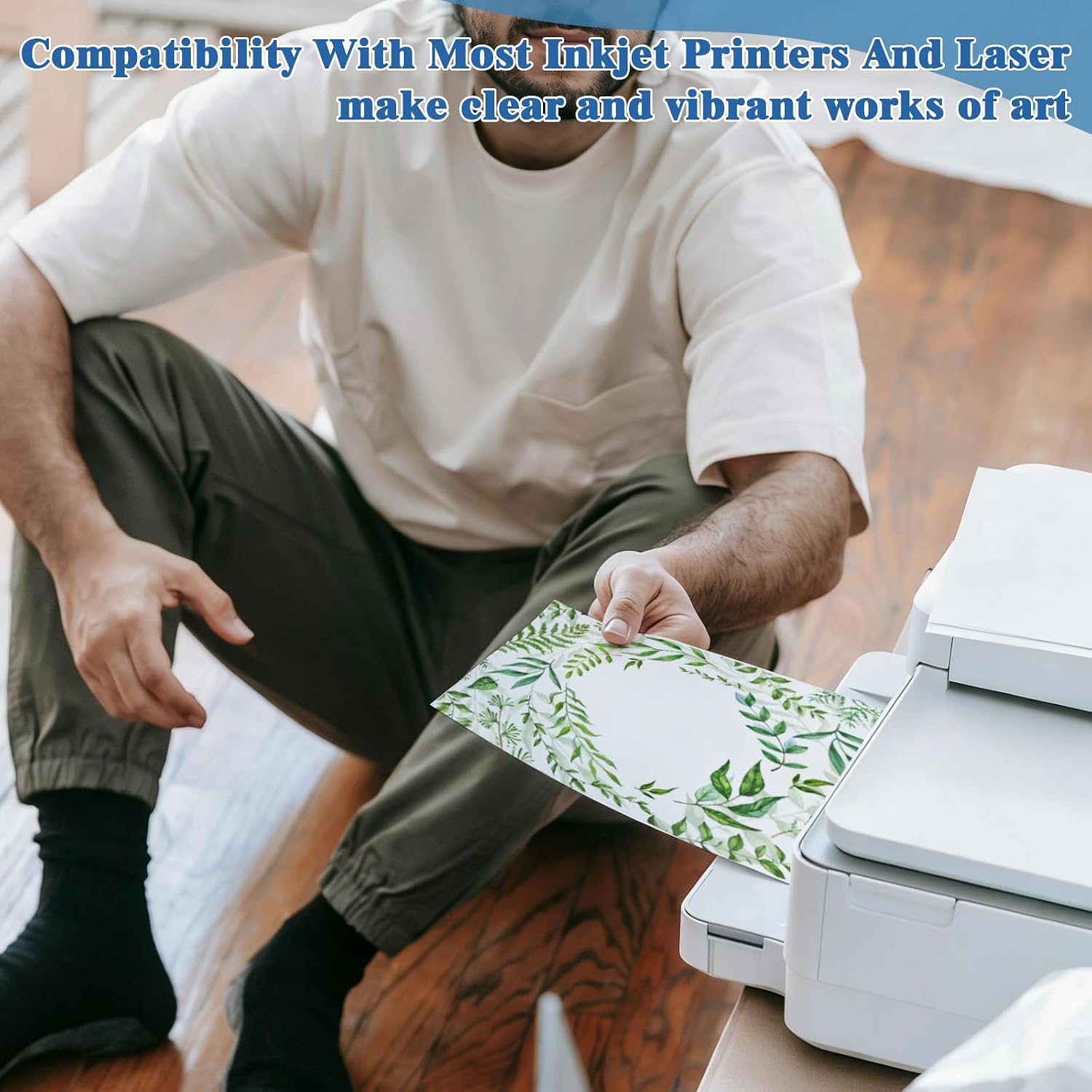 110 lb White Cardstock 8.5 X 11 Heavy Weight Printer Paper 100 Sheets Premium Smooth Sheets and Printer Compatible Thick 300 GSM Card Stock for Invitations Menus DIY Card Crafts