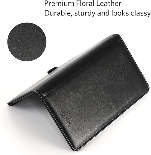 Vista 4 de CoBak Checkbook Cover - Cartera para chequera de cuero premium con función de bloqueo RFID para hombre o mujer, negro