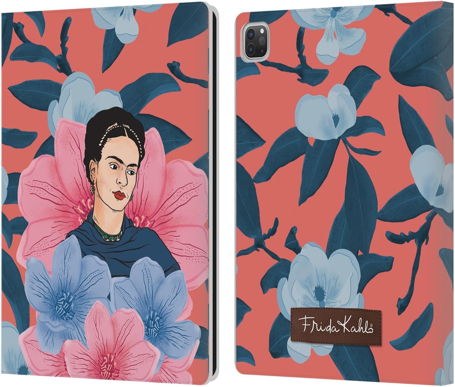 Head Case Designs Officially Licensed Frida Kahlo Floral Portrait 3 Leather Wallet Case Compatible with Apple iPad Pro 13 M4 2024