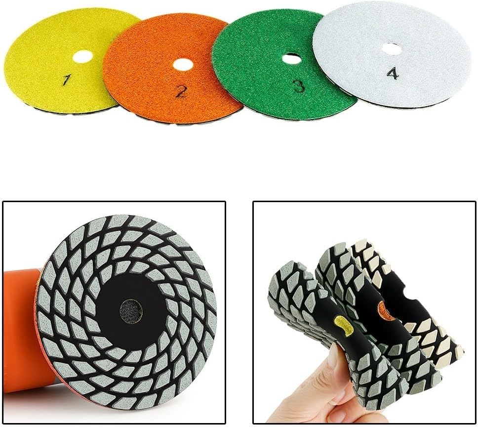 Flexible Wet Dry Polishing Pad for Granite Marble Stone 3 Inch 80mm Sanding Disc with Stepwise Grit Levels for Surface Refinement (NO4)