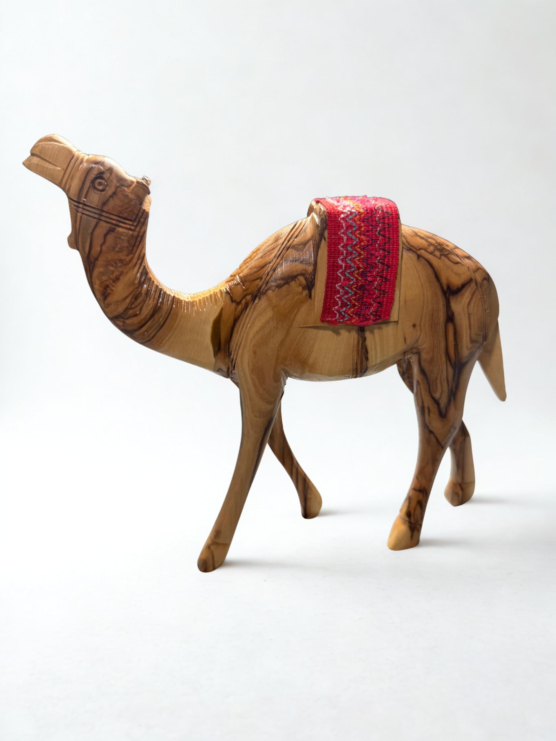 Camel Figurine Made from Holy Land Olive Wood – Hand Carved in Bethlehem & Jerusalem (Large)