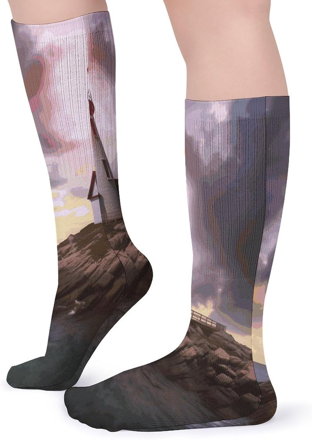Lighthouse Crew Socks High Stocking Thermal Socks | Tube Socks-Breathable-Moisture-Soft-wicking for Hospital Pilates Yoga for women men Grippy for office and daily walking