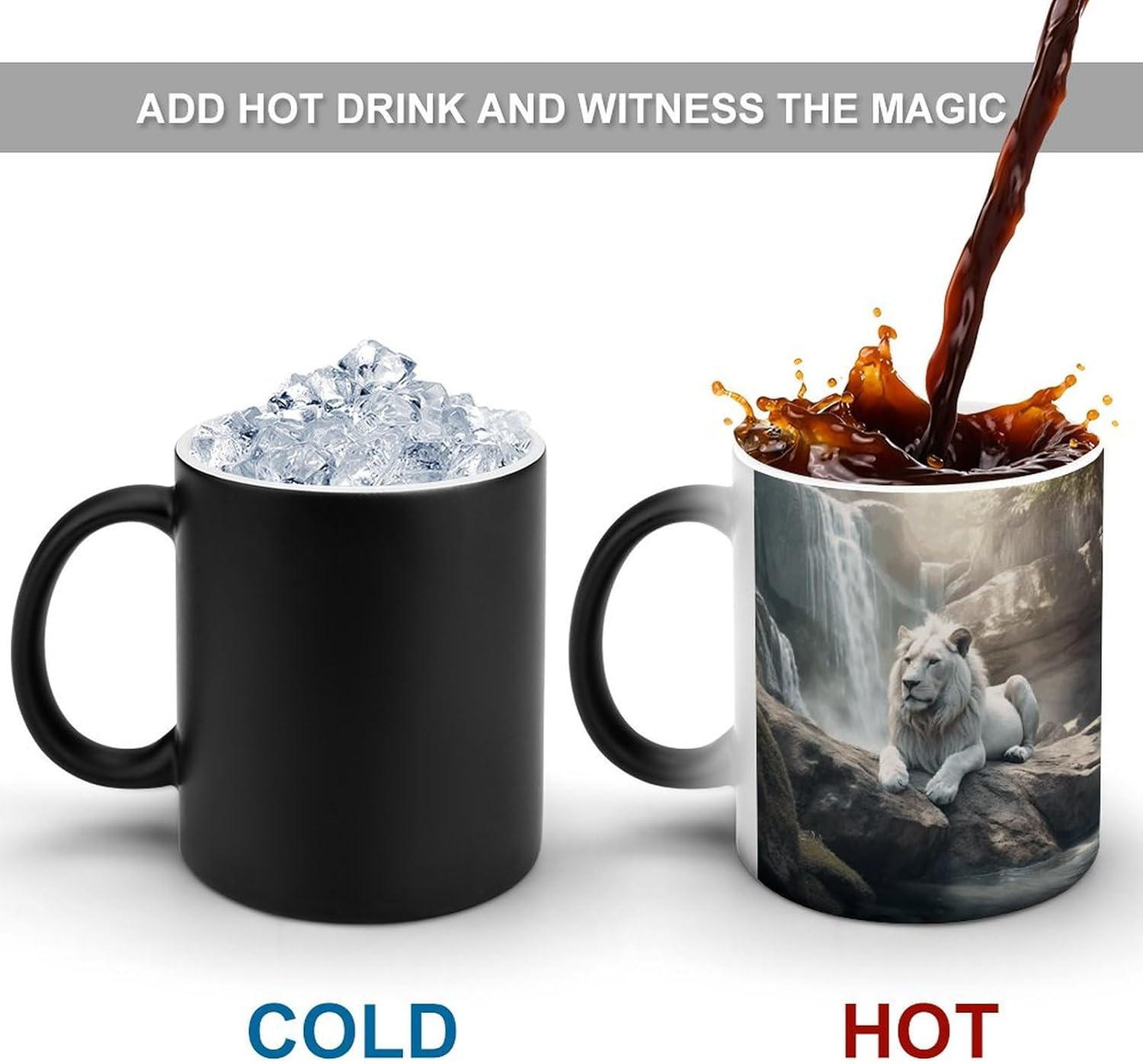 Color Changing Cups,Lion on Rock Printed 11 Oz Ceramic Cups for Birthday Men Women