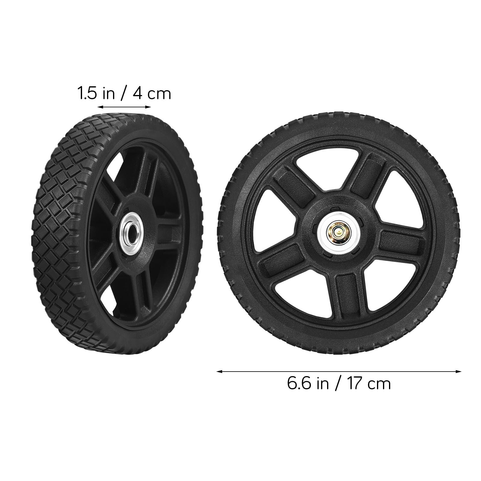 2 Ruedas for cortacésped de 7 Pulgadas, de plástico, for Uso Suave y en Diversos terrenos. Material Resistente.