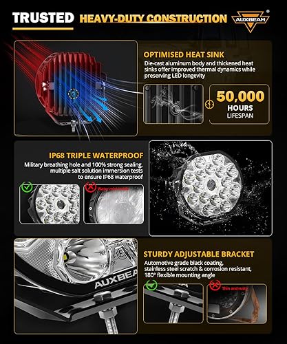 Miniatura 4 de Auxbeam Serie 360-ULTRA - Luces redondas todoterreno  8.5 pulgadas 220 W ámbar DRL + señal de giro 5 modos  25200 lm luces LED de conducción para