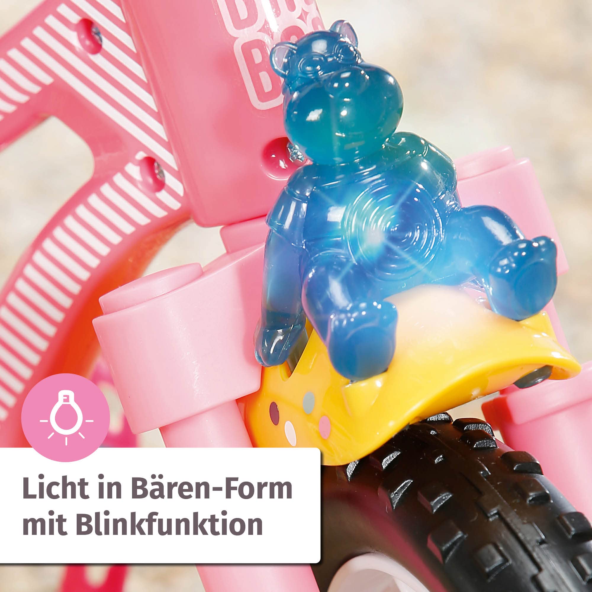 BABY Born Zapf Creation 835210 Fahrrad- rosa Puppenfahrrad für 43cm große Puppen mit Stützrädern, Schlaufen und Sicherheitsgurt, Blinklicht, Hupe und Flasche.
