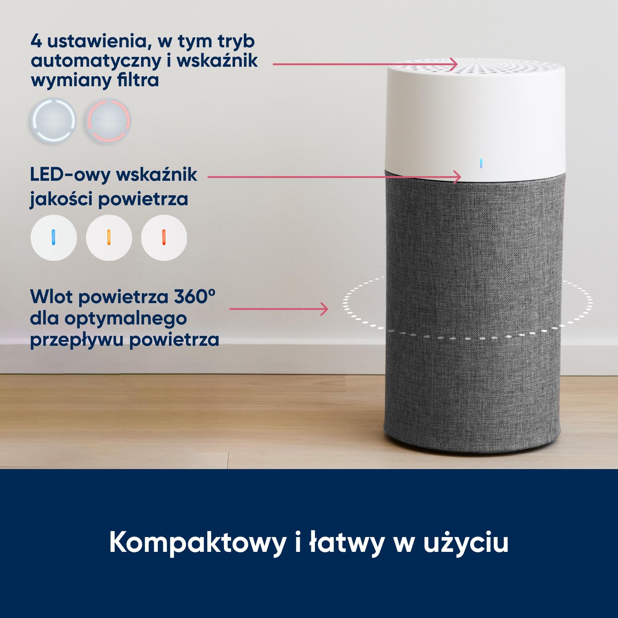 Blueair Blue Pure 3410 oczyszczacz powietrza, HEPA Silent, system filtracji do 86 m2, szary