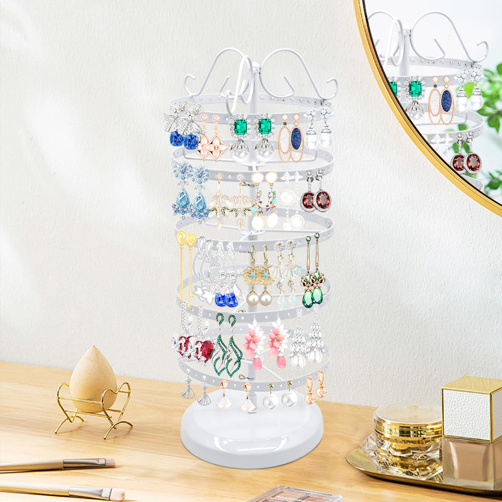 Amazon｜MrMrKura ピアススタンド 回転 5段 アクセサリー 収納 40