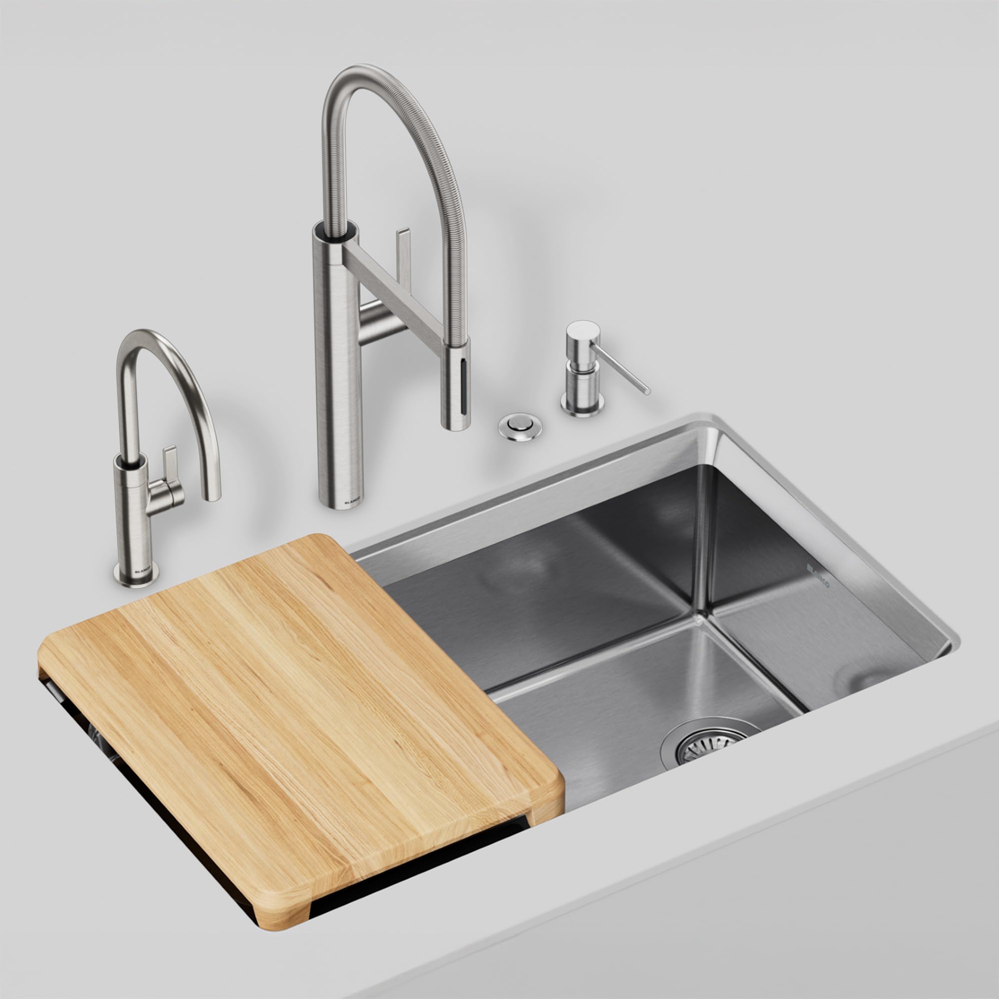 Blanco, Dispensador de jabón de Cocina LATO de Acero Inoxidable 402299