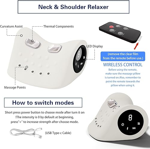 Miniatura 6 de Masajeador de cuello, masajeador cervical 3 en 1, alivio térmico + 9 modos, portátil para el hogar, oficina, viajes (uso diario de masaje de cuello)