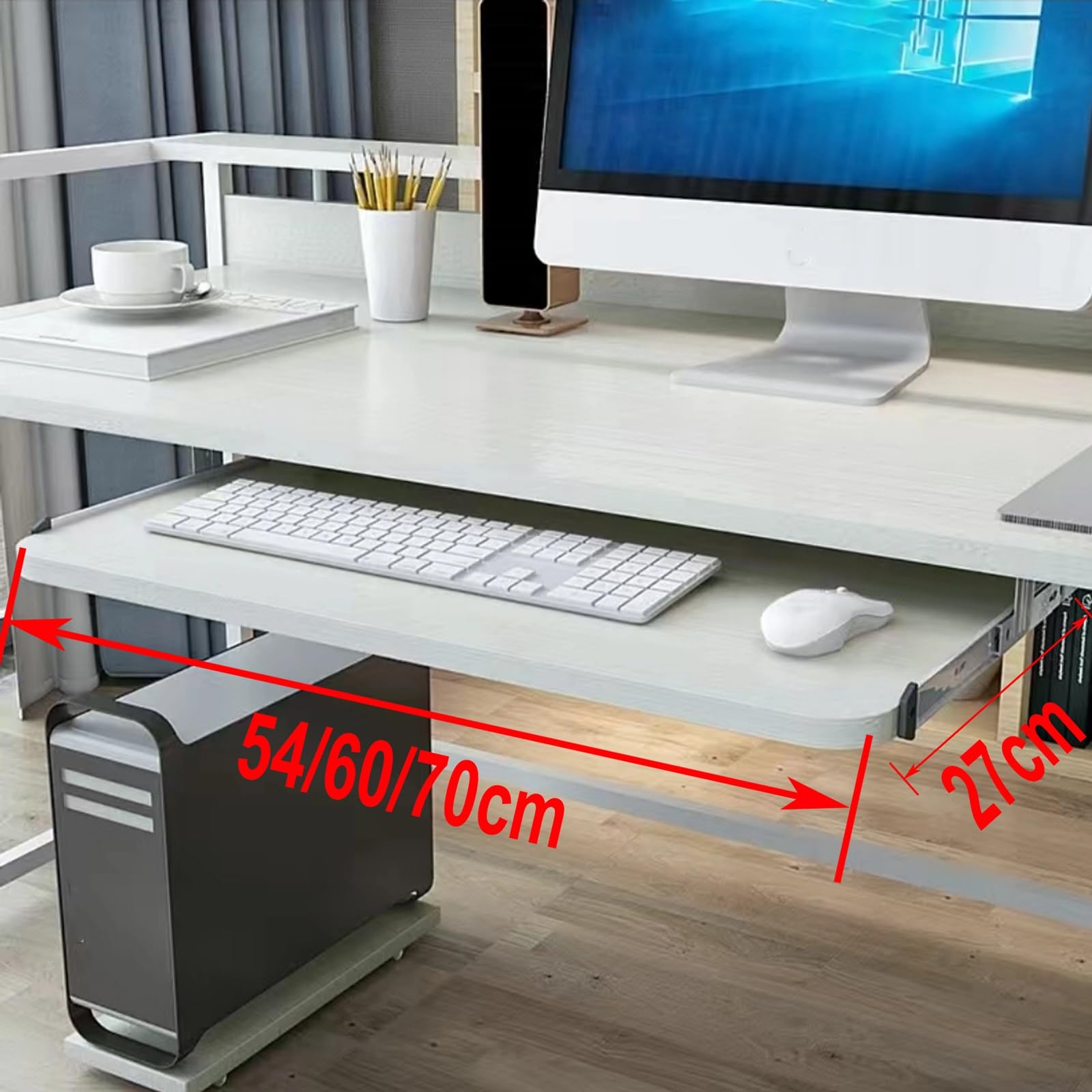UnderDesk taca na klawiaturę z przesuwaną myszką i klawiaturą, organizer oszczędzający miejsce do użytku biurowego, zwiększona wydajność i komfort przestrzeni roboczej