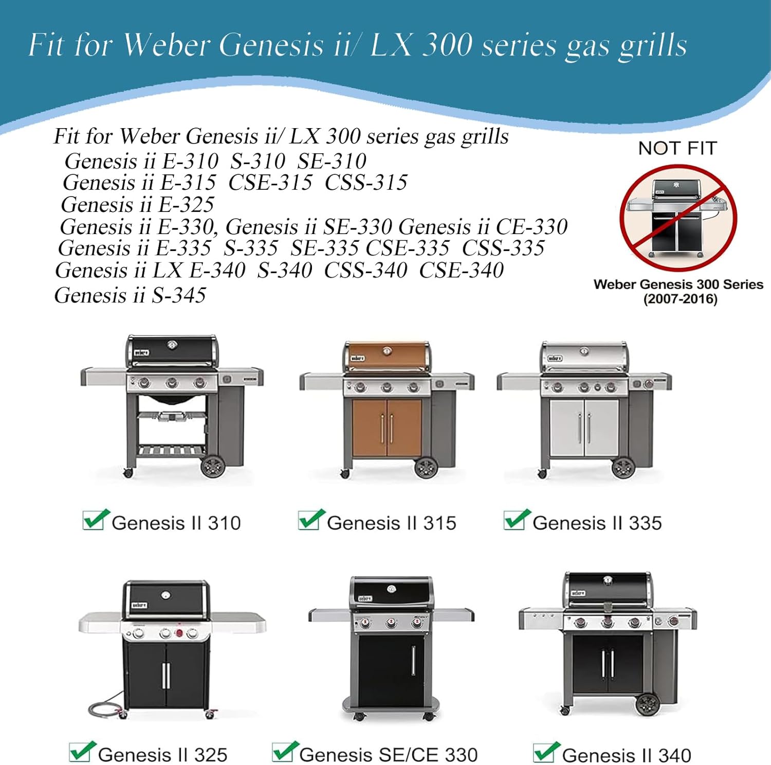 S6F095 (2-Pack) 18.75 inch 304 Stainless Steel Cooking Grates Replacement for Weber Genesis II 300 and Genesis II LX 300 Series Gas Grills, Weber 66095
