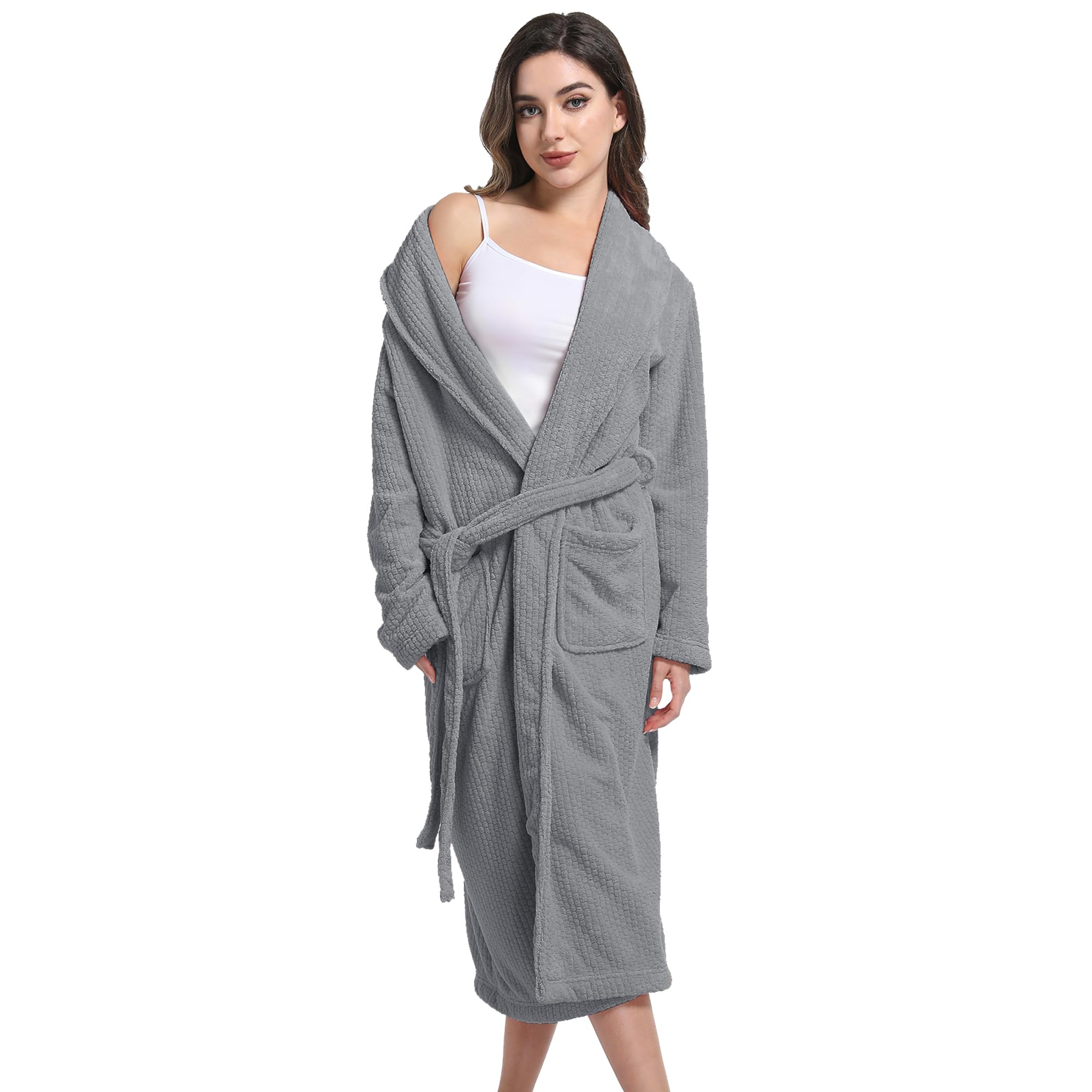 PJGGZ Women's Shawl Collar Bathrobe, Soft Long Towel Robes for Women - Super Absorbent Quick Dry yet Warm