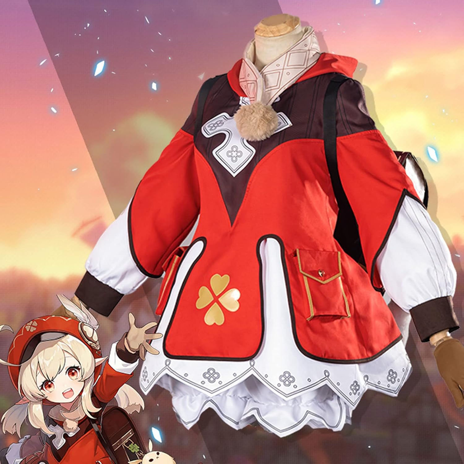 Vista 2 de VIVIKI Genshin Impact Game Klee - Disfraz de cosplay para Halloween