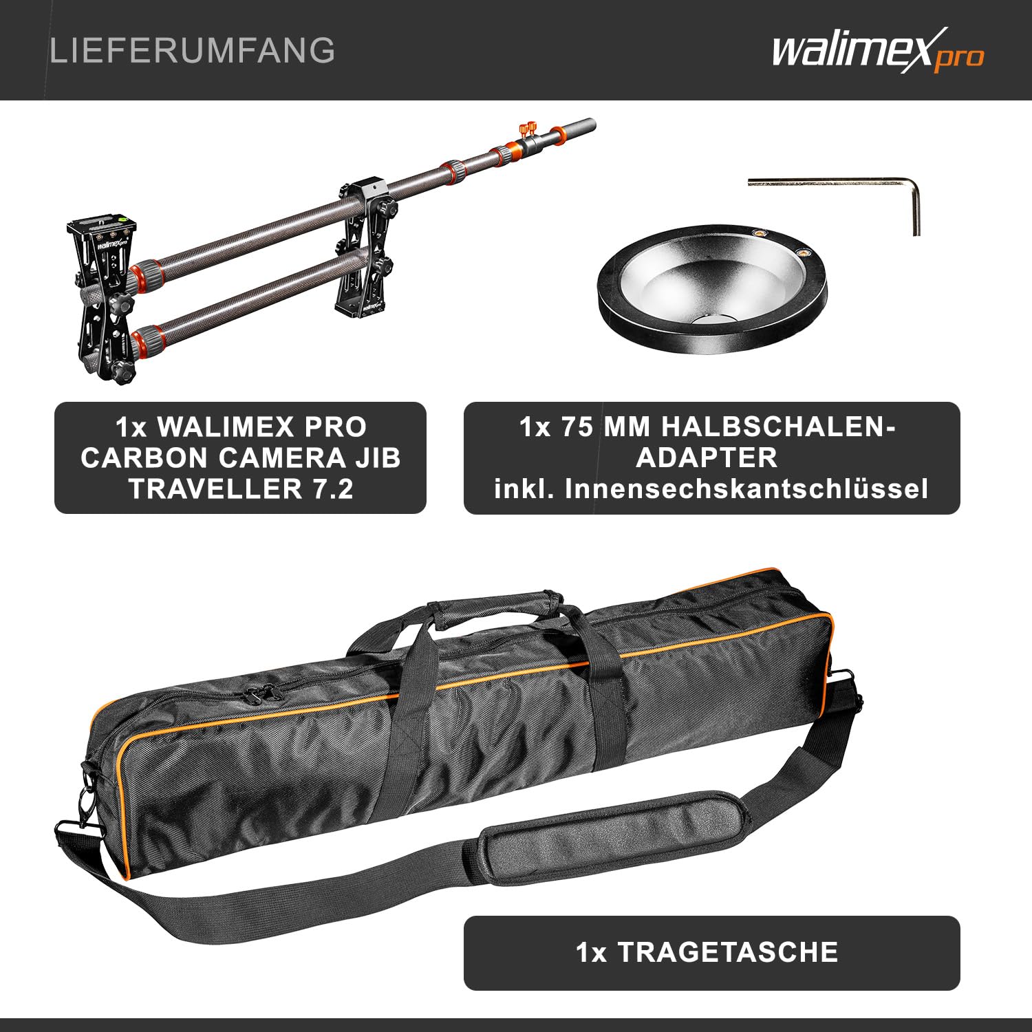 Walimex Pro Carbon Kamera Jib Traveller 7.2 schwarz