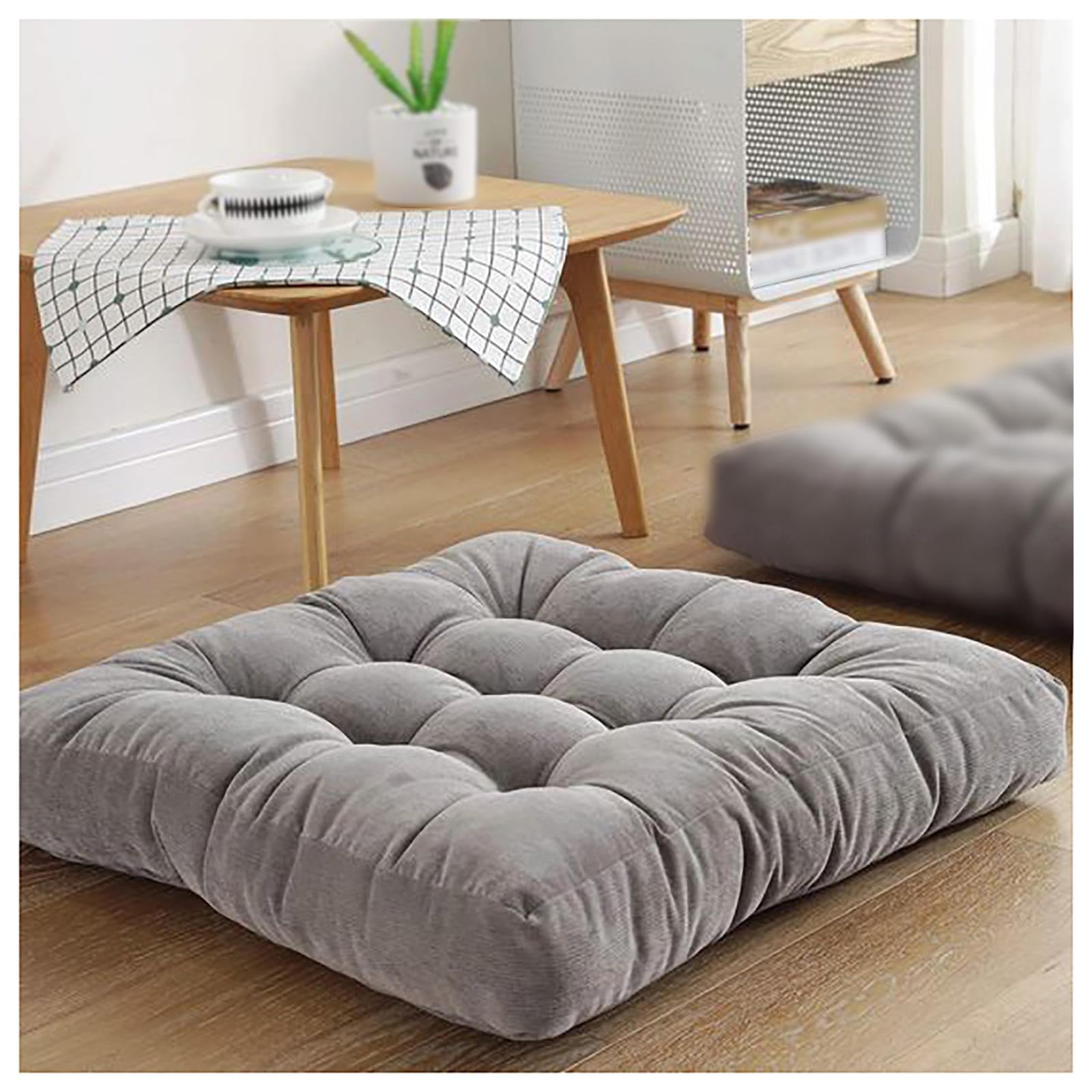 RRRYYYZZ Chair Cushions Dining Chair Cushions 22 * 22 * 4in Corduroy Fabric Floor Pillows for Sitting for Dining Chair Garden Kitchen,Grey