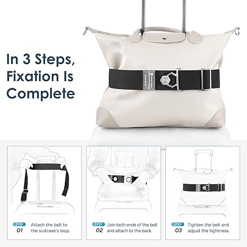 Miniatura 2 de Travel Inspira Cinturón de viaje para equipaje correa elástica elegante y fácil de usar para maletas y bolsas de mano, ajustable para viajes seguros