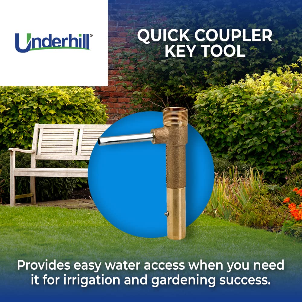 Underhill Quick Coupler Key Tool for Coupler Valve, 1 1/2-Inch MPT x 1 1/4-Inch FPT Outlet, Sprinkler Irrigation System, Solid Brass, QK-150RBTB