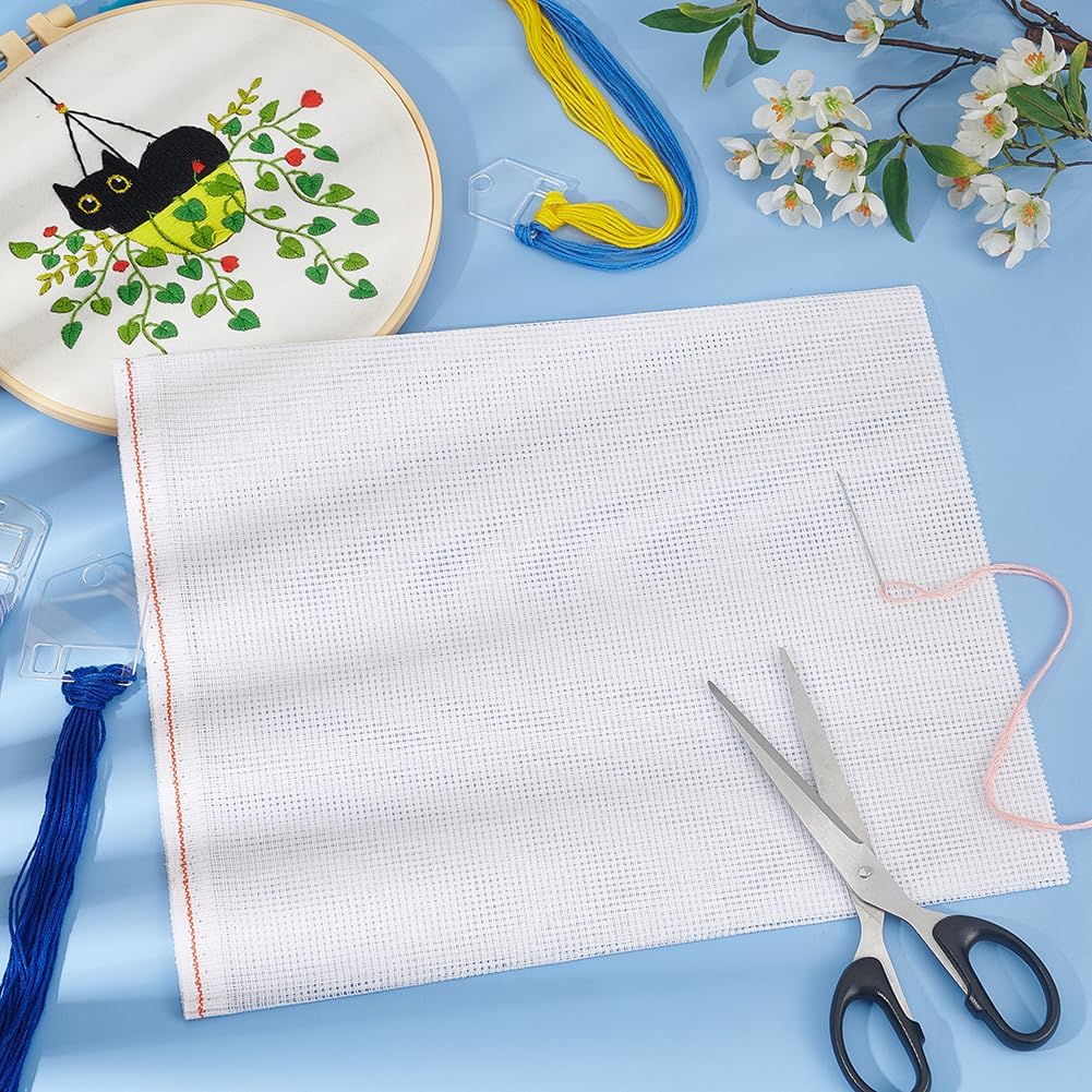 BENECREAT 10 Count Cross Stitch Cloth, 11.8x39 Inch White Essential Basic Aida Cloth for Embroidery Floss and Yarn Knitting, Embroidery Fabric