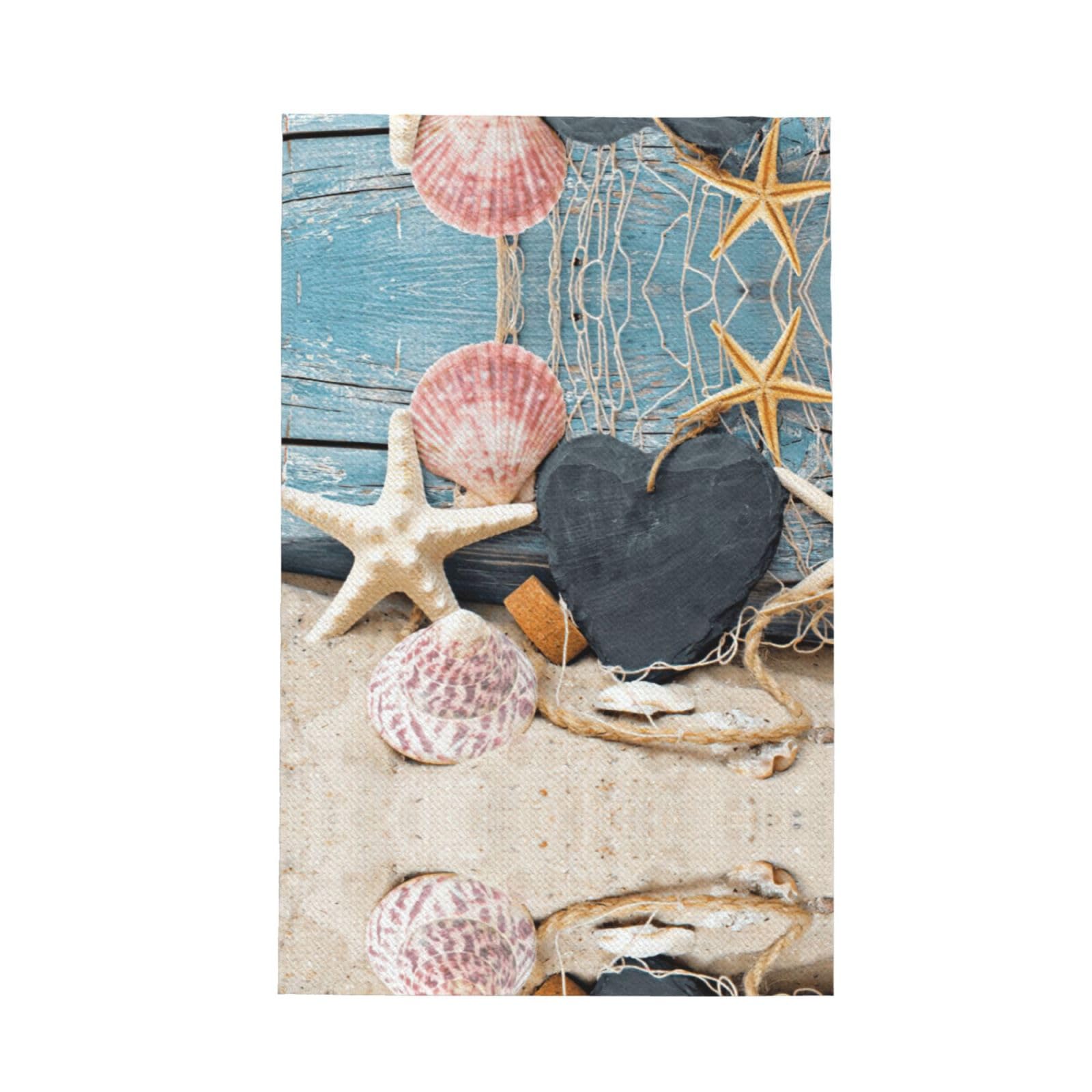 Xxahnbm Black Beach Seashell Print Waffle Kitchen Towel,Absorbent Hand Towel