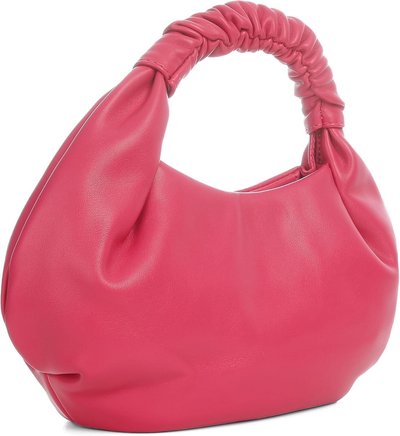 Chic Top Handle Bag for Women Small Ruched Hobo Handbag Soft Faux Leather Tote Bags Purse - Image 2