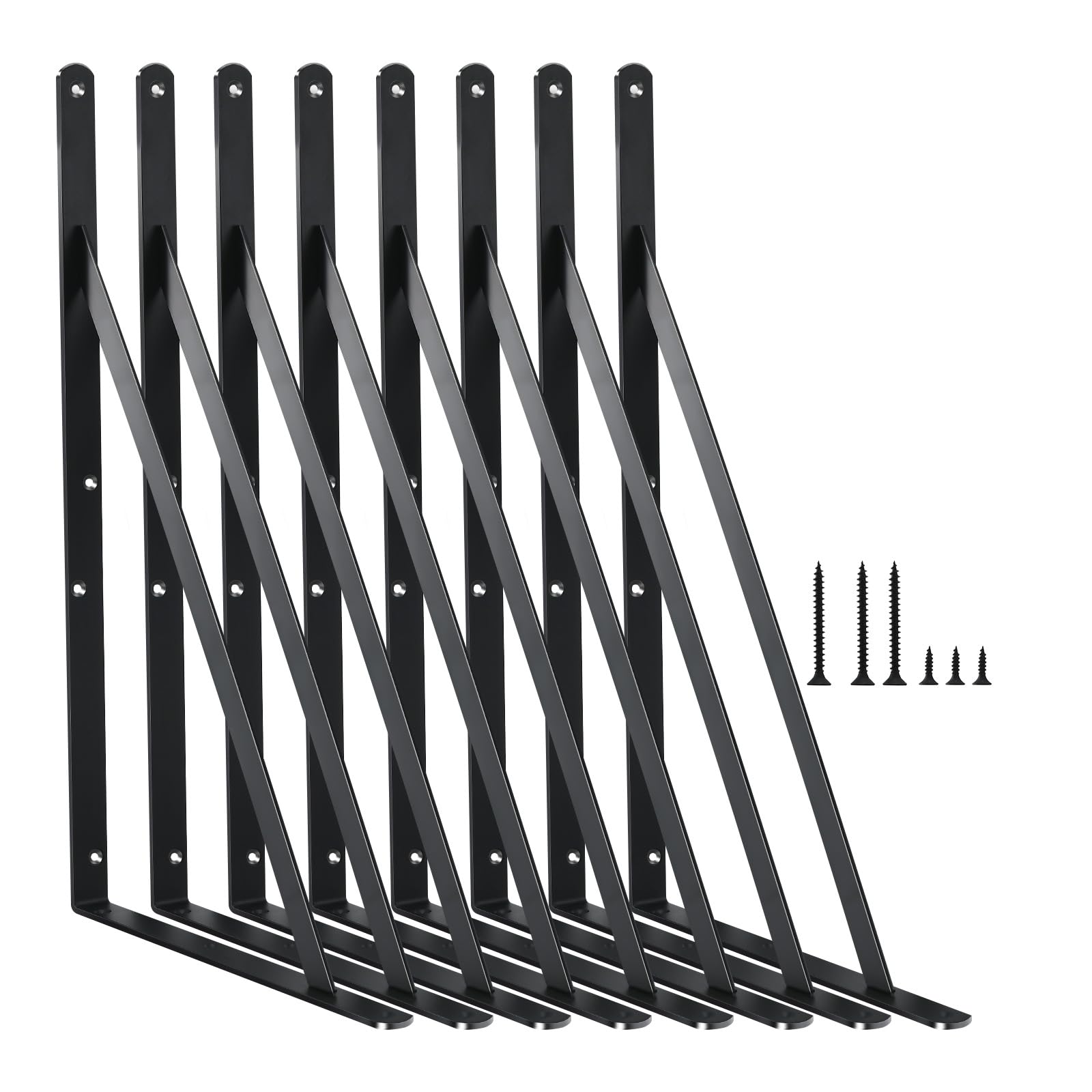 8 Pack L18 x H 12" Black Heavy Duty Shelf Brackets with Screws Metal Shelf Brackets Shelf Support Angle Brackets for Shelves L Brackets Heavy Duty Floating Shelf — image 1