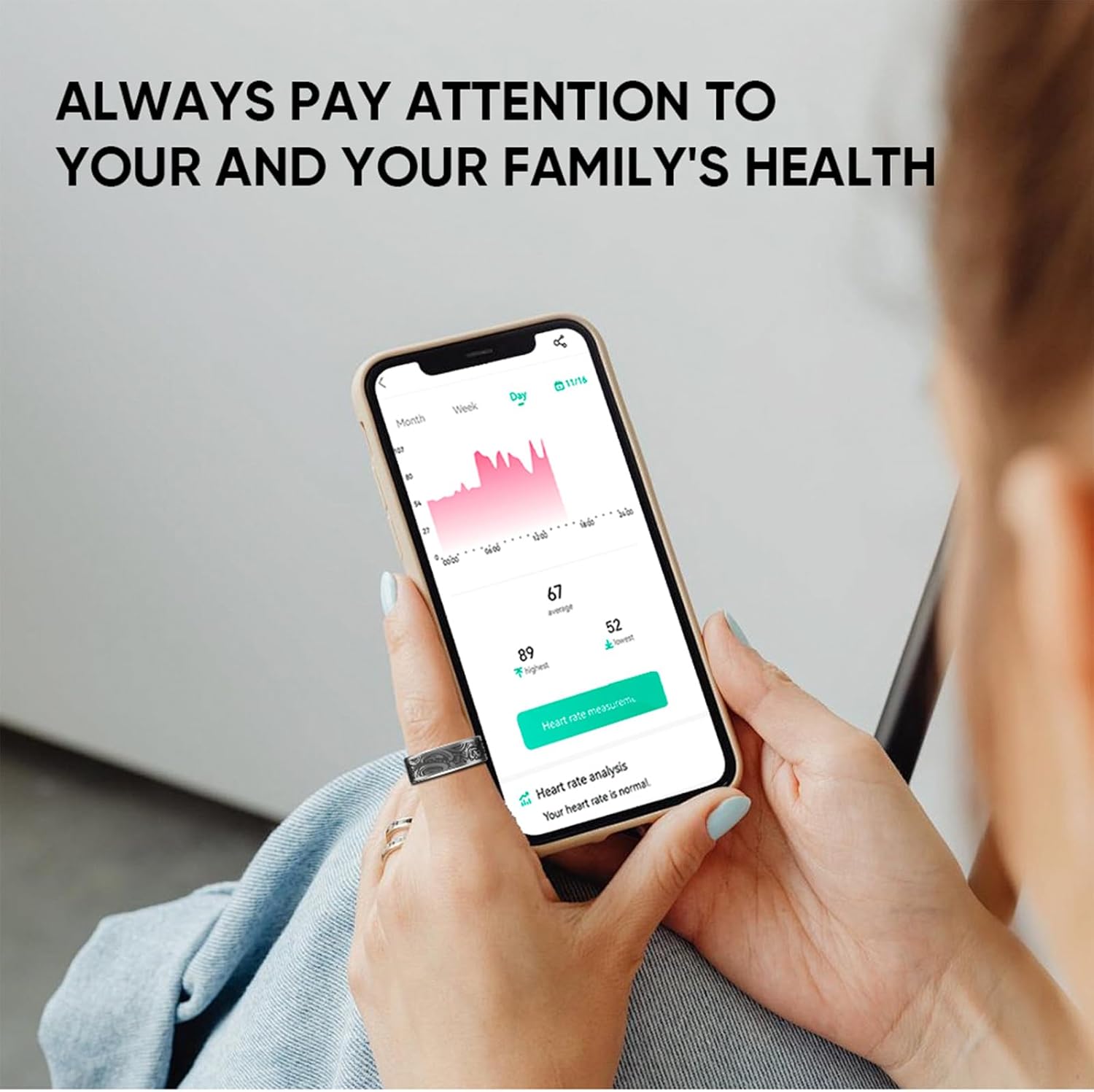 Yihou Smart Ring for Men Health Tracker Fitness Ring Sleep Monitoring Heart Rate Monitor Sport Tracker Family Care No Subscription Fee for Android iOS Black 9