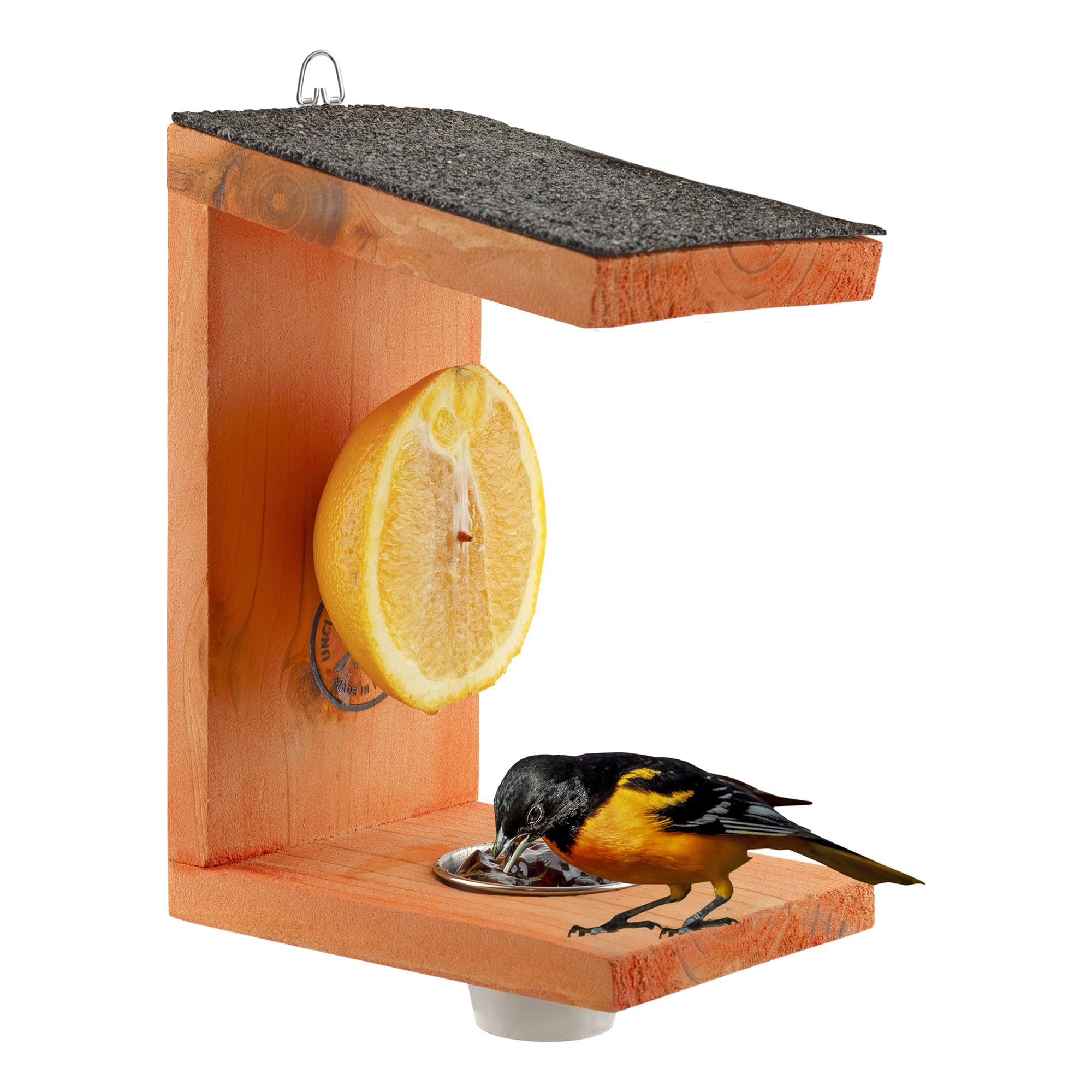 Uncle Dunkels Oriole Bird Feeder, 2-Way Feeder for Jelly and Oranges, Handmade in Kentucky