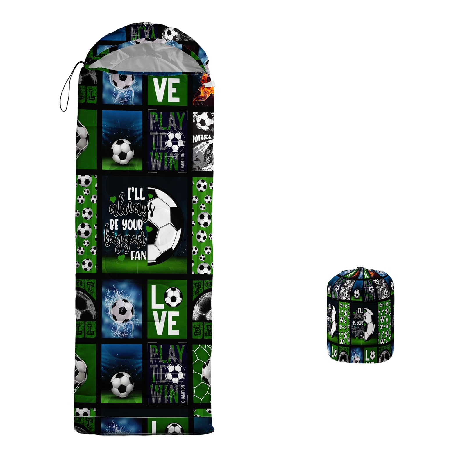 lneffble Football Sleeping Bag for Kids Camping?Suitable for Children Boys and Girls Portable, Waterproof, Compact and Lightweight, Great for Outdoor Camping, Backpacking and Hiking