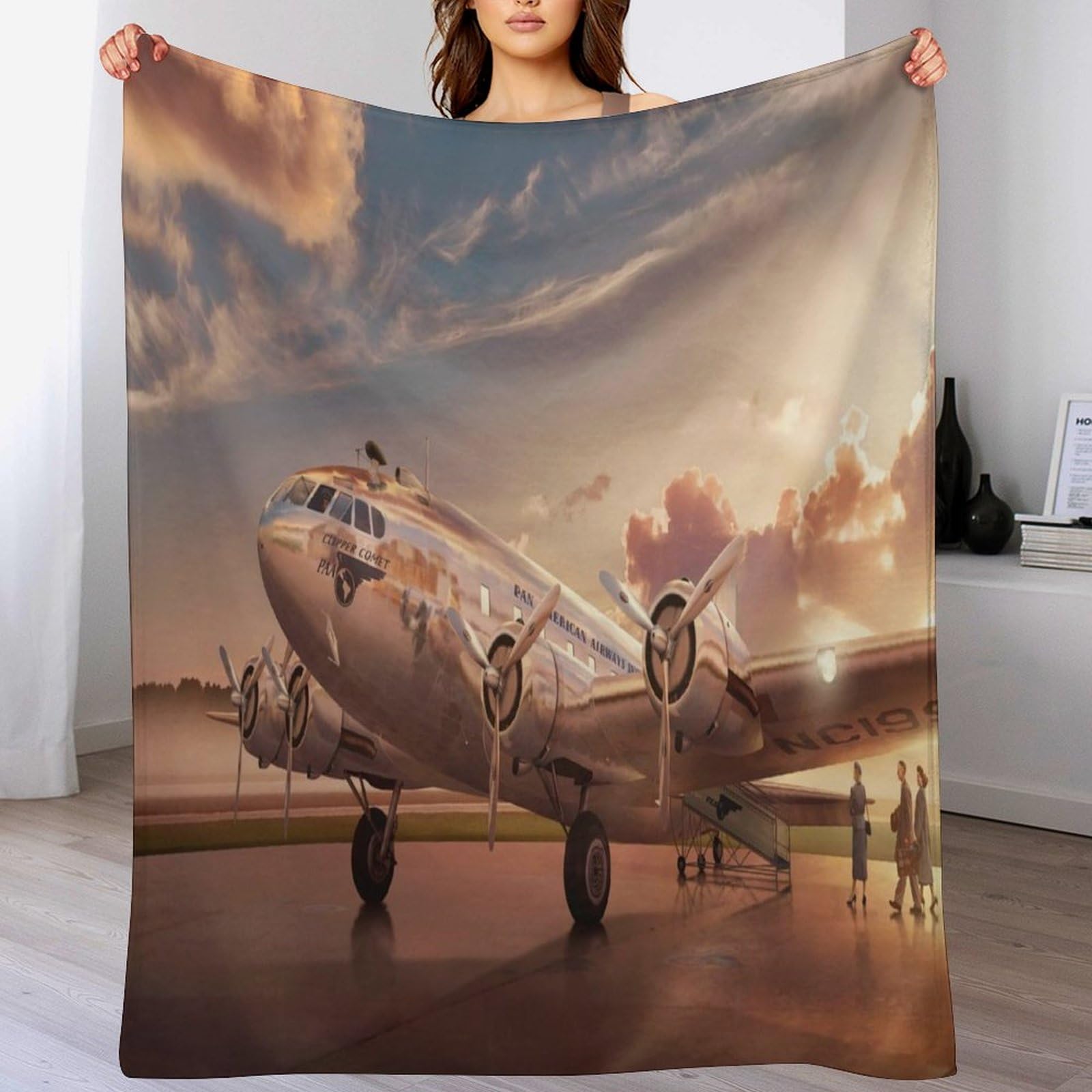 Couverture avion douce en flannel polaire 180x200cm au tissage haute densité exclusif