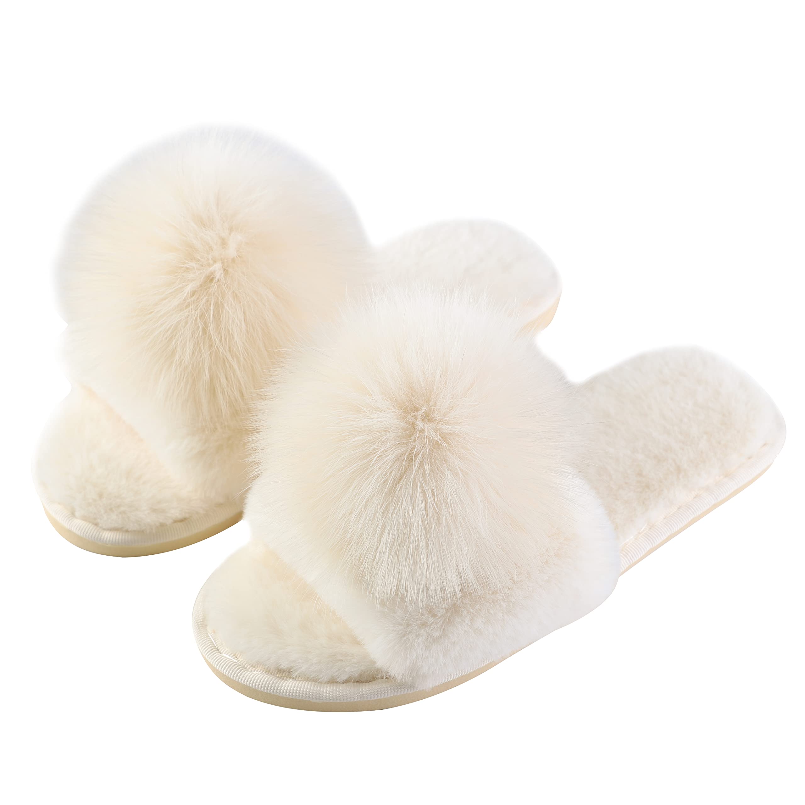 HIPRETTYUS Women Comfy House Slippers, Girl Furry Cozy Warm Halloween Pumpkin Slippers, Open Toe Soft Flat Skull Goth Ghost Skeleton Spooky Slide