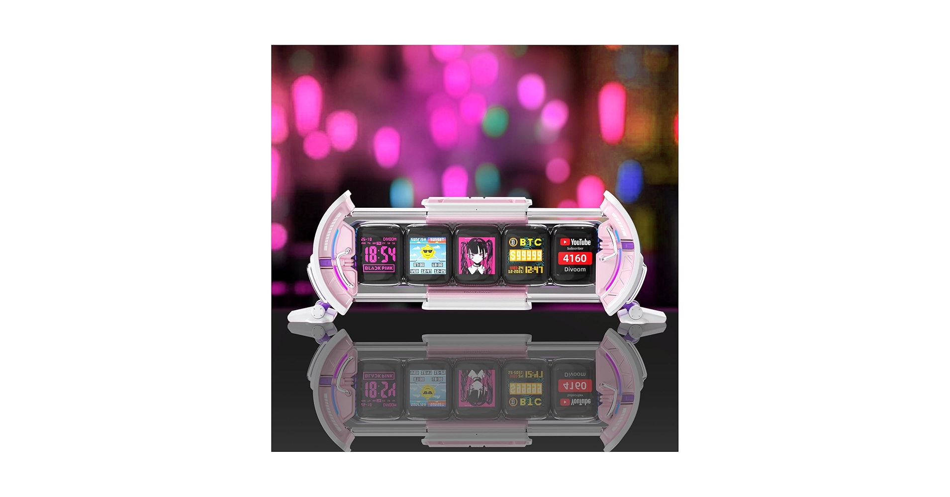 Divoom Times Gate デスククロック（ピンク） Amazon.com: Divoom Times Gate Pink and Tiivoo-2 Pink