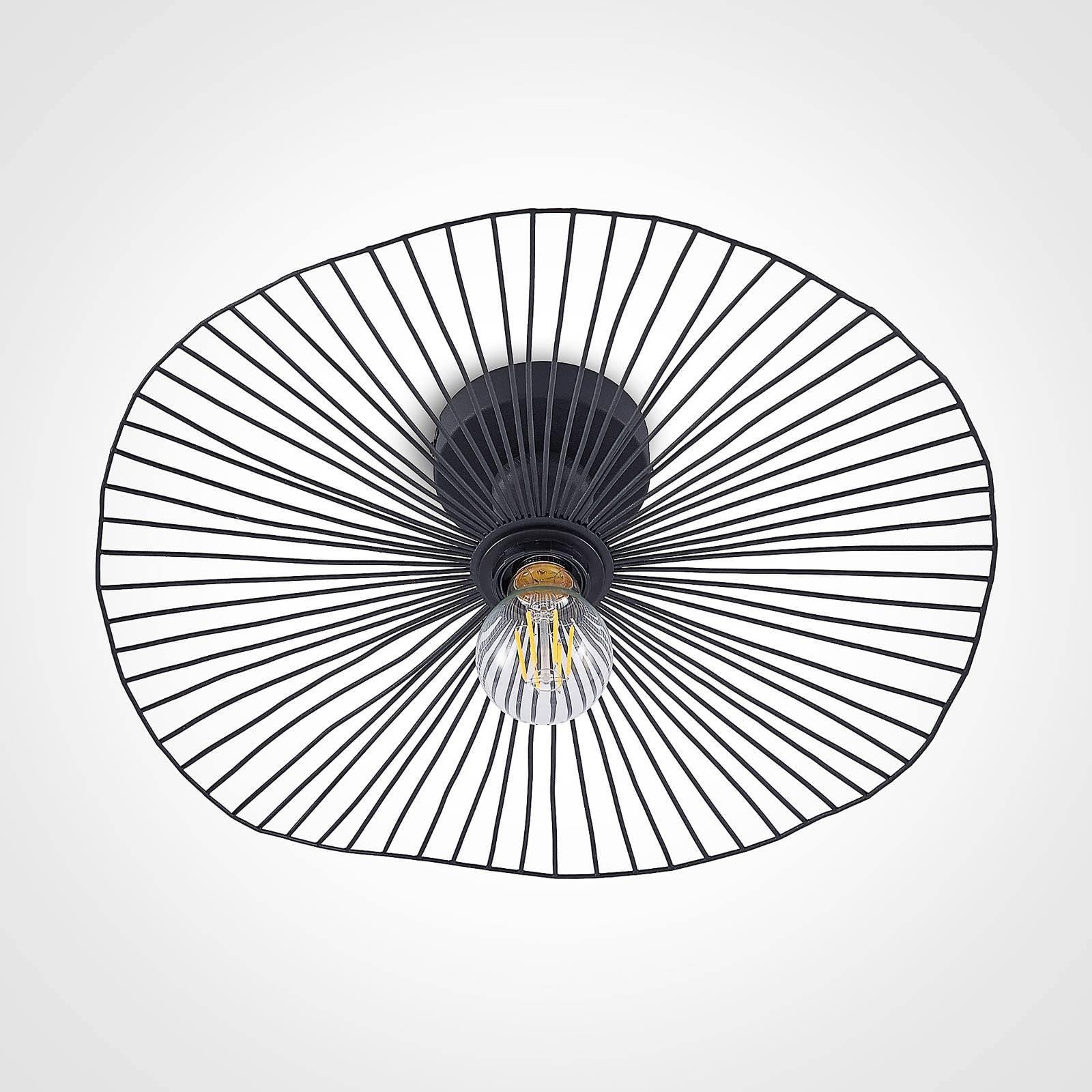 Lindby Plafonnier Ruota à intensité variable (Antique, Classic) en Noir Métal e. a. pour Salon & Salle manger (1 lampe,à E27) Luminaire Lampe Plafond Eclerage Eclairage