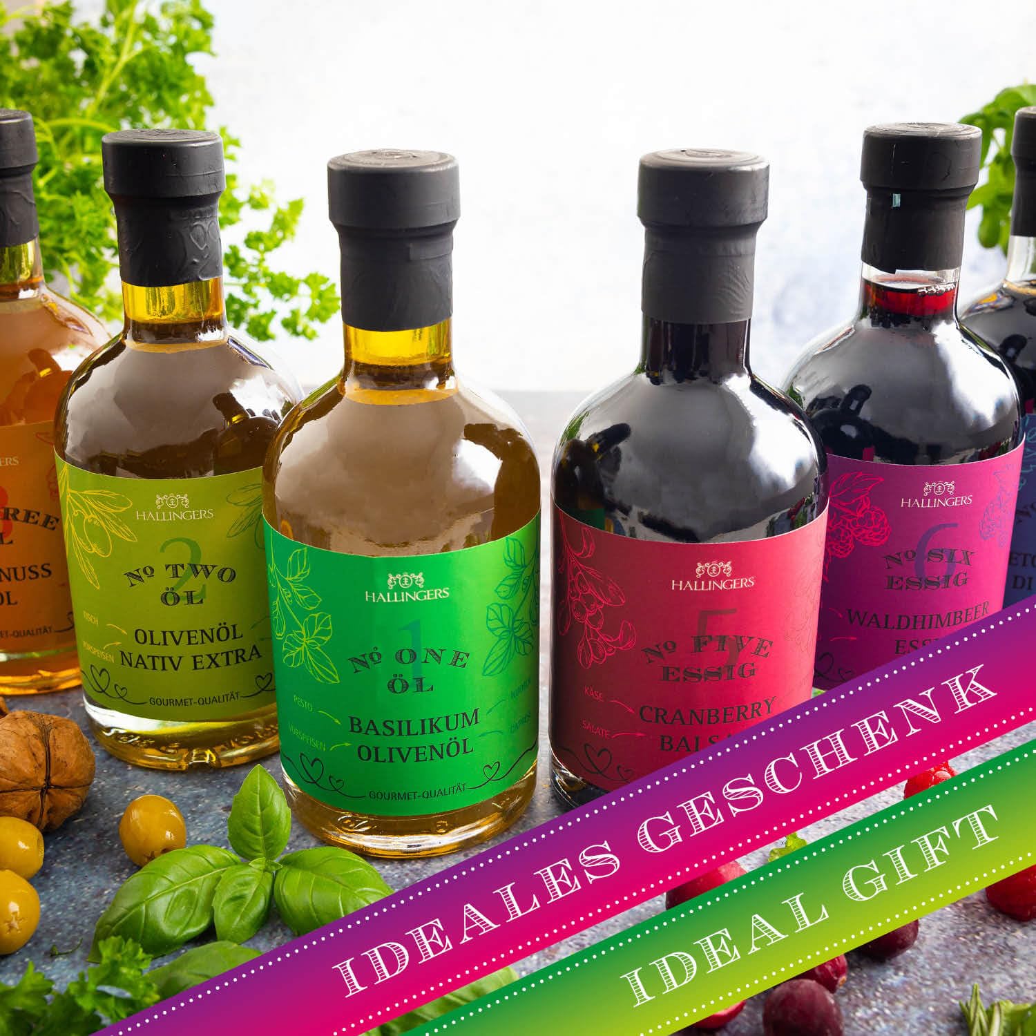Hallingers Genuss Manufaktur Gourmet-Essig Geschenk - für Salate, Getränke & Speisen in wertiger Geschenkflasche "No. 6" 5,3% Säure Wald-Himbeer-Balsam, Geschenkidee für Frauen Männer