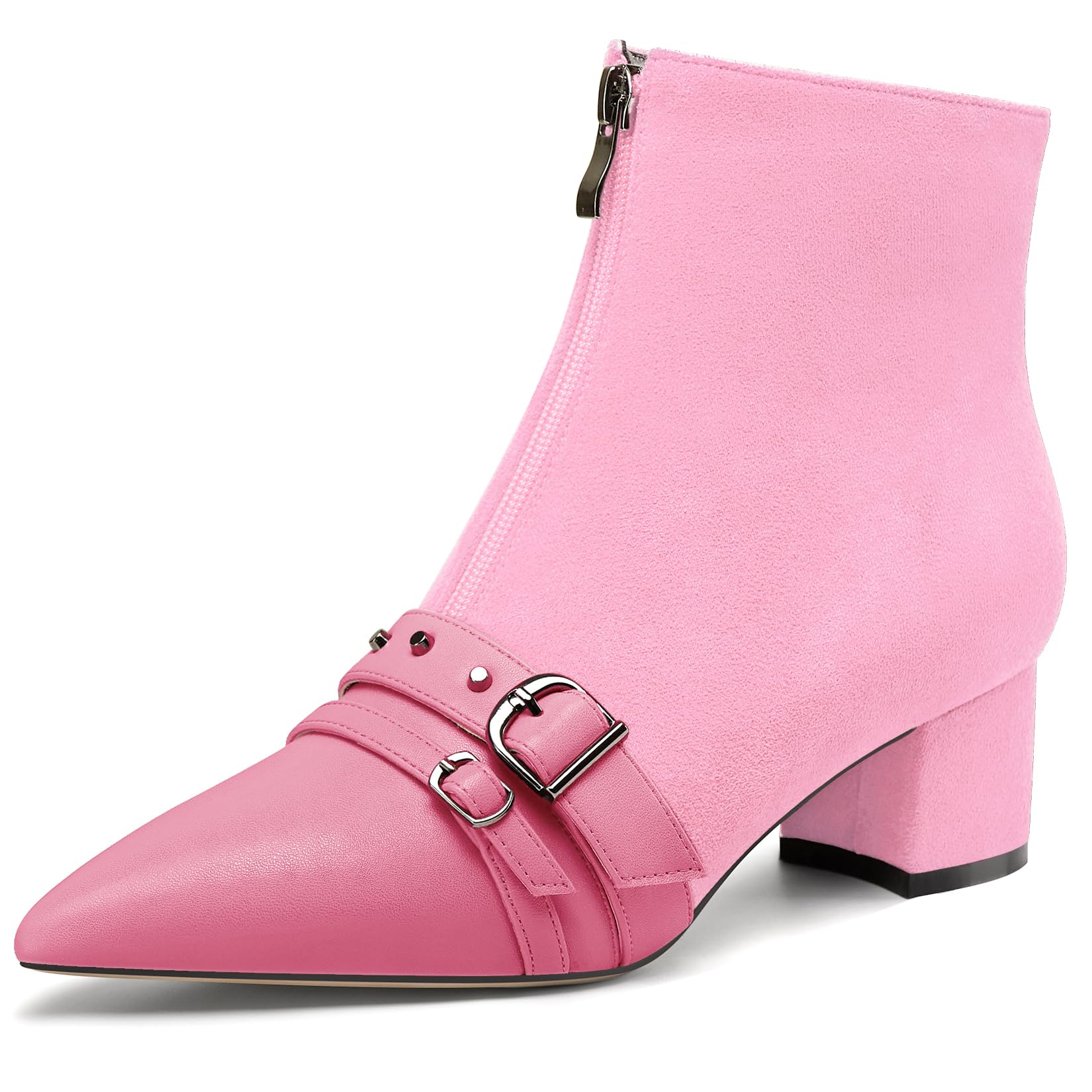 Bottines de créateur à bout pointu patchwork et rivets métalliques NobleOnly - 7