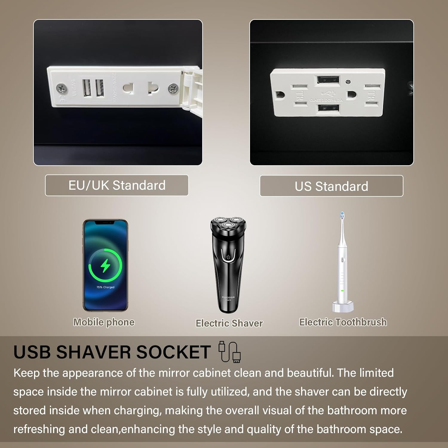 Capsule Shape Medicine Cabinet with Light,LED Mirror Cabinet,USB Shaver Socket,Internal Light,Steel with Powder Coating,Soft Closing Hinge,16×28inch,Gold