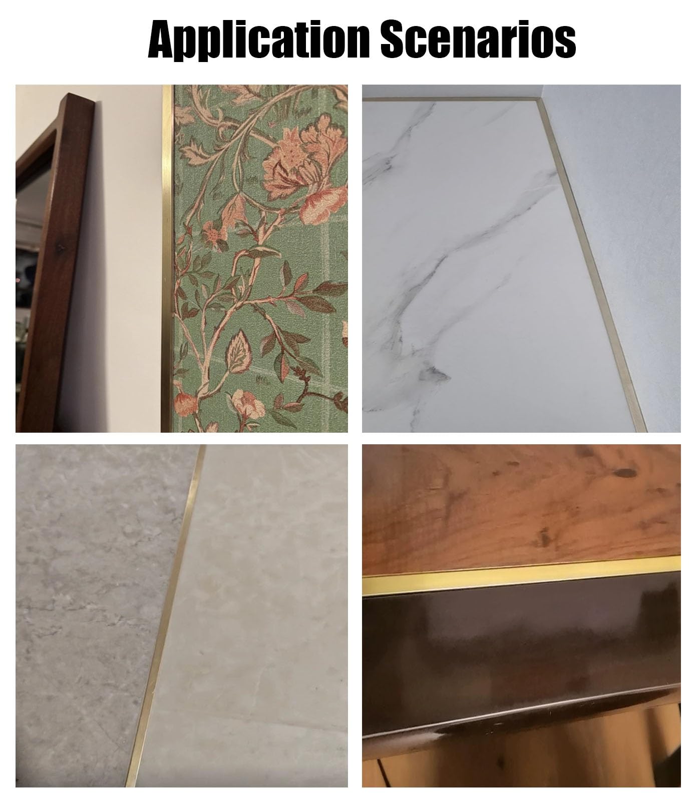 Übergangsprofil Türteilerleiste aus Gebürstetem Messing, Holz