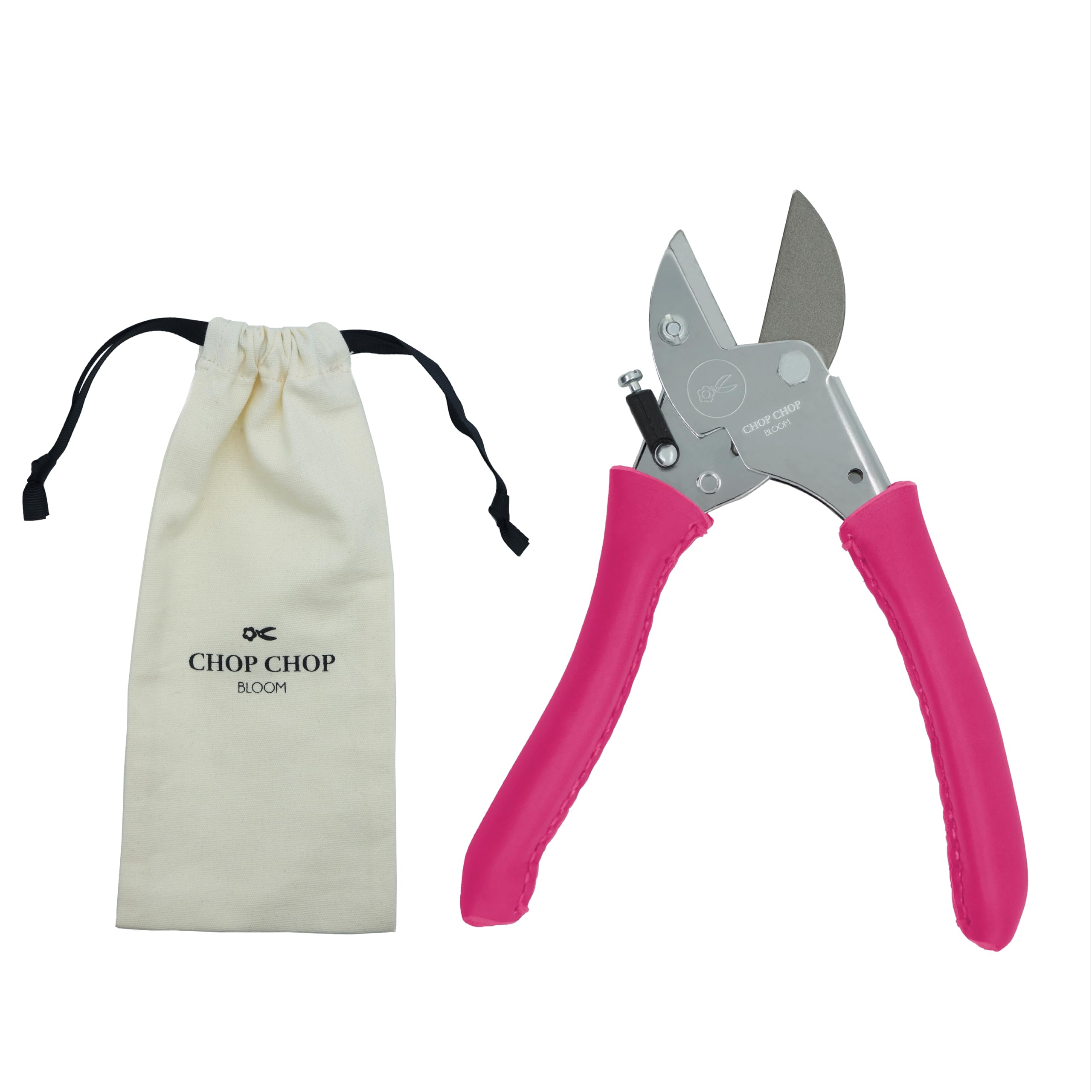 Chop Chop Bloom Premium Garden Shears, Plant Shears, Flower Shears, Pink Tulip Limited Edition, 100% Made in Germany, Durable and Ergonomic with Hand-Stitched Leather Handles, Pack of 1