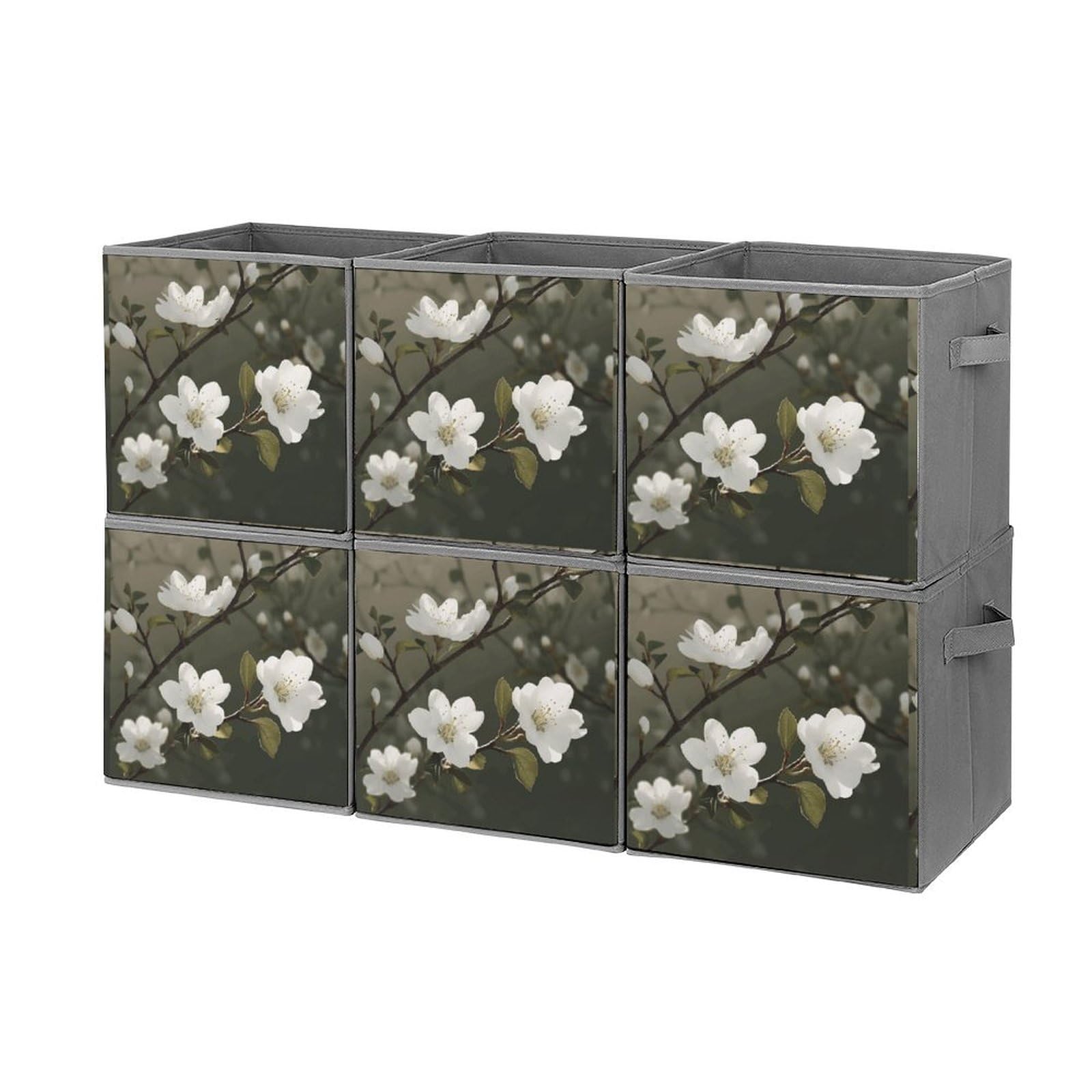 Boîtes de rangement empilables : lot de 6 bacs pliables à fleurs