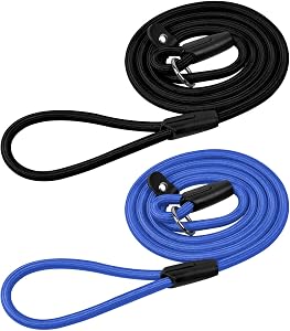 Nivofu 2PCS Durable Slip Lead Dog Leash, 1.3 Meter Slip Lead Dog Leash Strong Nylon Rope Leash Anti-Choking Anti-Pull and Outdoor Walking Training Lead for Small Medium Large Dogs