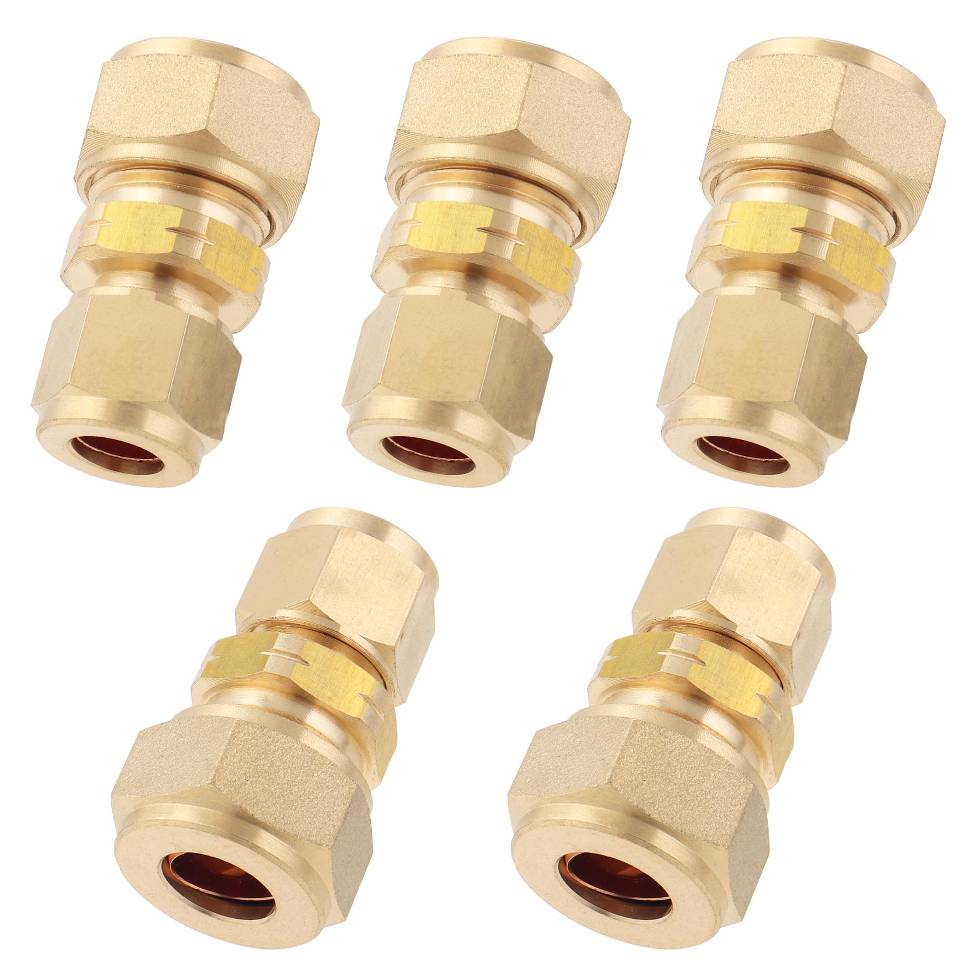 Unión de compresión de 10 mm OD x 8 mm OD reducción de latón para tubo de cobre pack de 5 unidades