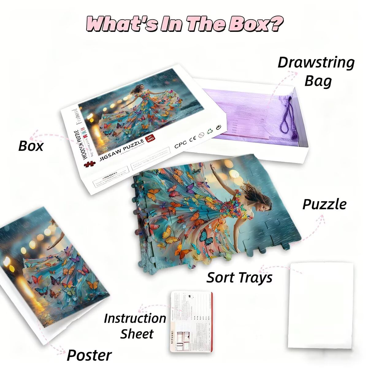 Puzzle 5000 sztuk dla dorosłych motyl puzzle dla dorosłych balet puzzle zabawki edukacyjne oryginalne prezenty dla kobiet, puzzle kreatywna rozrywka, dekoracja domu 156x105cm K-78