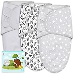 Cute Castle 3-Pack Baby Swaddle Sleep Sacks - Newborn Swaddle Sack - Ergonomic Baby Swaddles Blanket Warp for Boys and Girls - Baby Essentials (0-3 Months - Gray, Letters, Stars)