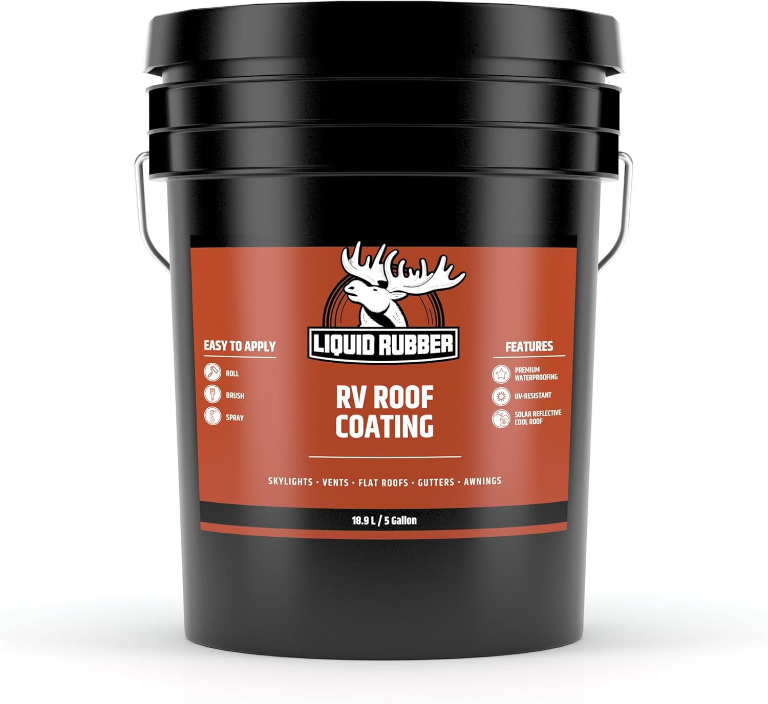 Liquid Rubber RV Roof Coating - Solar Reflective Sealant Bundle - 5G Sealer, 1G EPDM Primer, 4inx50ft Seam Tape, 1 Tube of Caulk