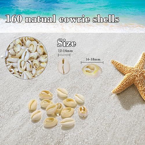 Miniatura 2 de 160 cuentas de concha de cauri de corte natural con agujero grande y espalda abierta, conchas ovaladas en espiral para pulseras, collares,