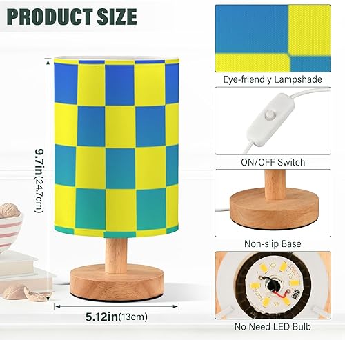 Miniatura 3 de Buffalo Plaid Check Amarillo Azul Verde Gradient USB Lámparas Pasillo Luz de Noche para Vivero Lámpara para Niños Clásico lampara de escritorio led