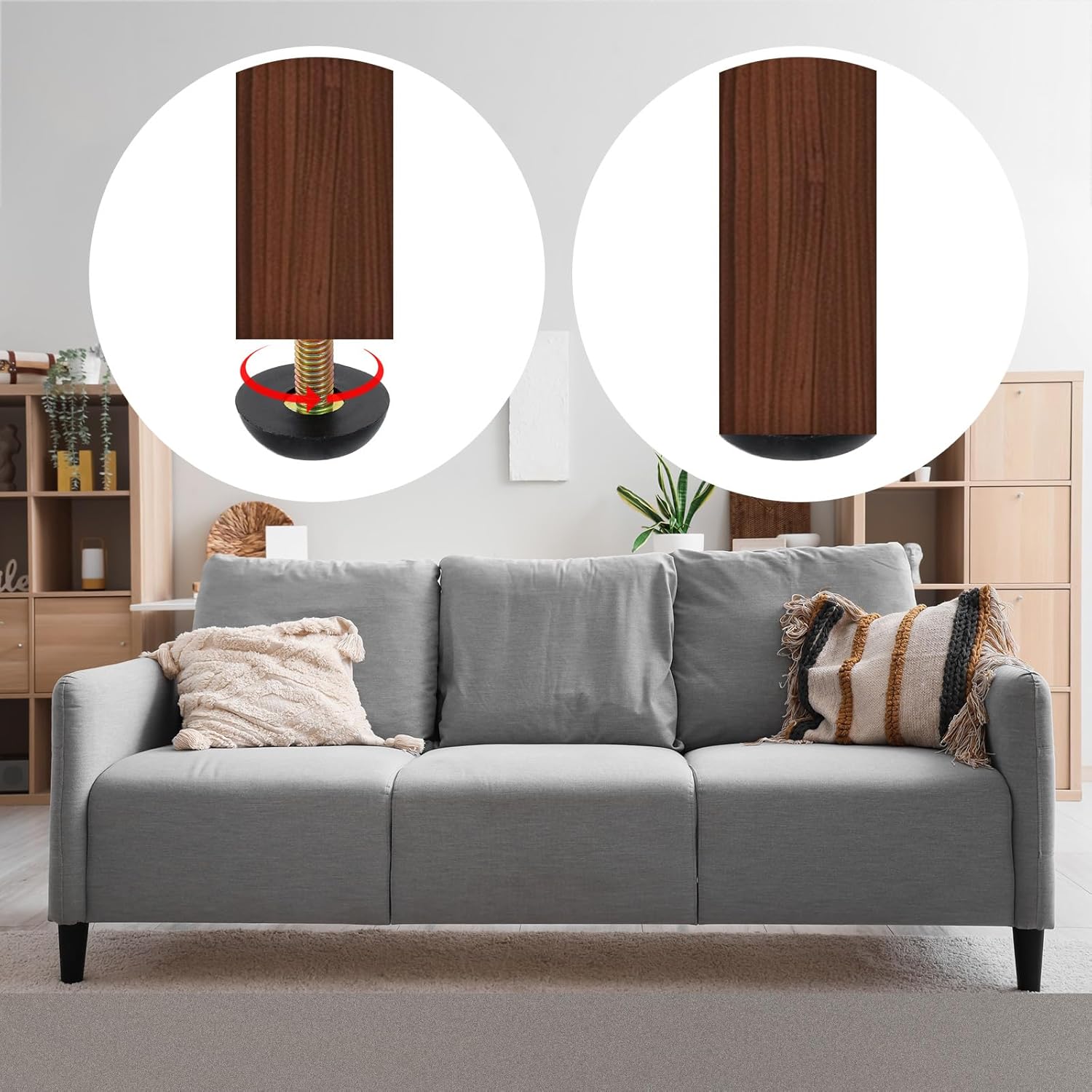 12Pcs Furniture Levelers with M6 Thread, 23 x 20 mm Adjustable Legs for Tables, Furniture Sliders with Thread for Chair Legs and Stools, White