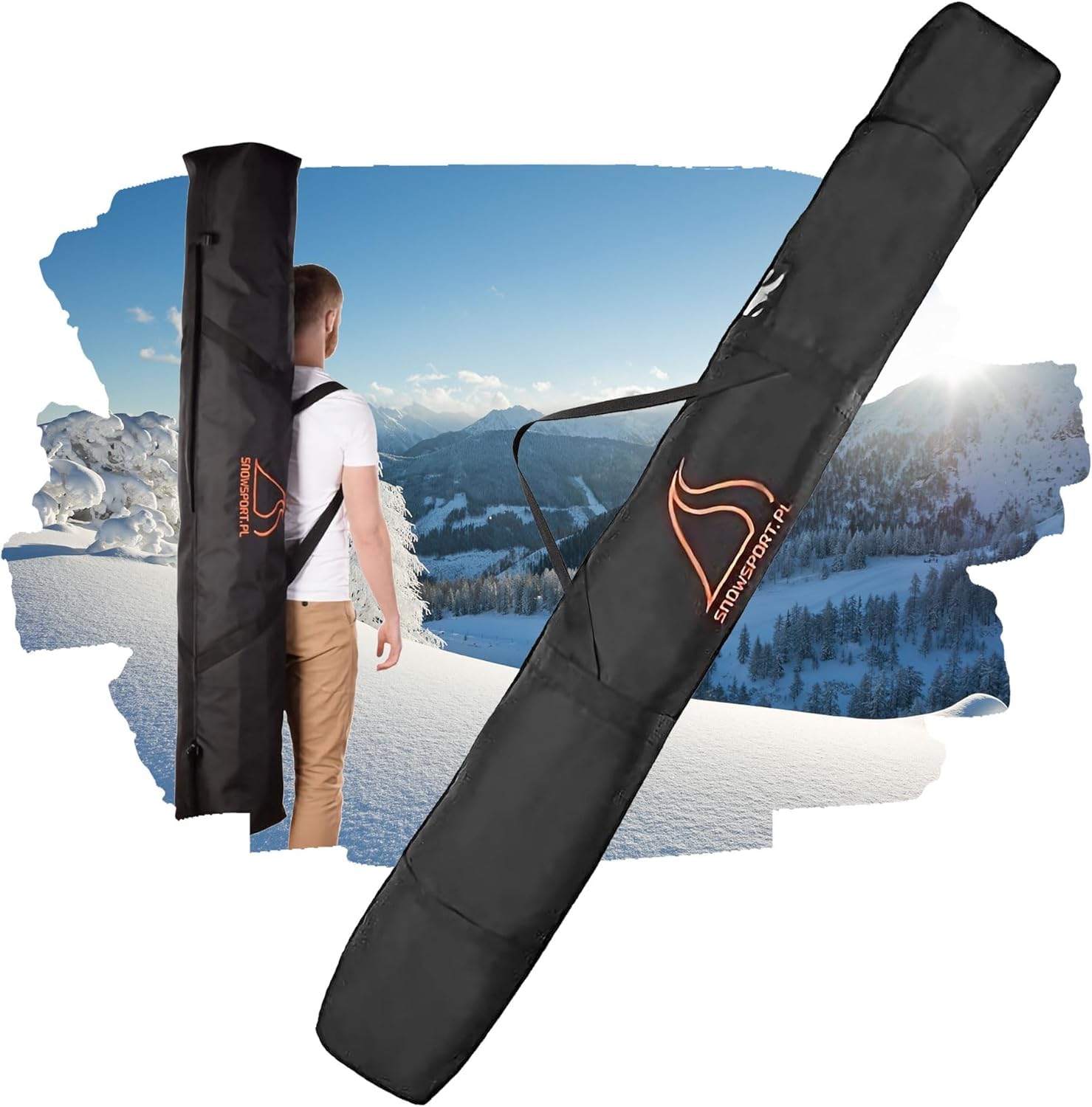 SnowSport Double Ski Bag Prestige - Borsa da sci per 2 paia di bastoncini da sci e da sci, molto spessa imbottitura, adatta per viaggi in aereo, autobus, viaggi in auto (190)