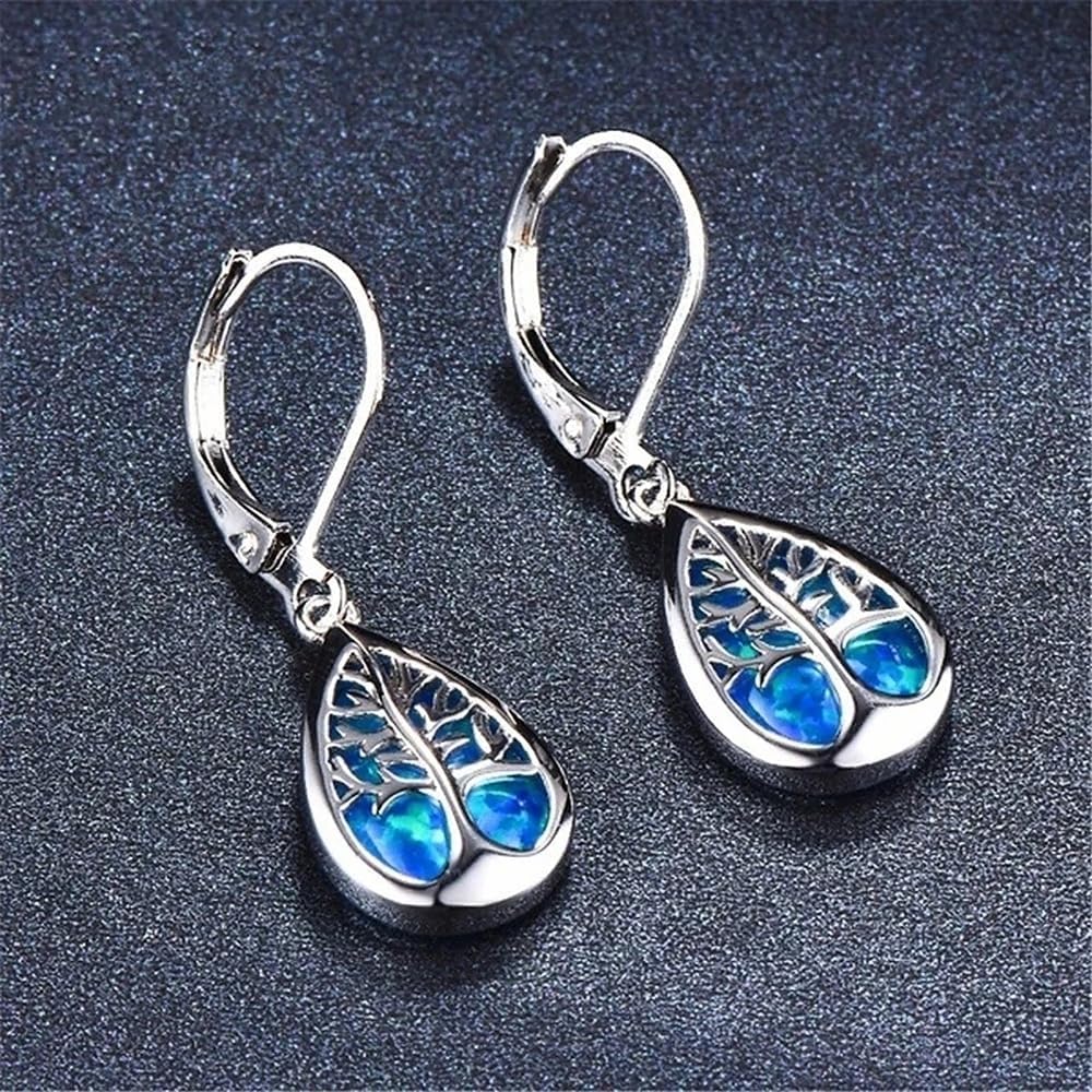 1PC Tree Of Life Dangle Earrings Filigree Drop Dangle Teardrop EarringsSilver Leverback Earrings For Women Jewelry Gifts
