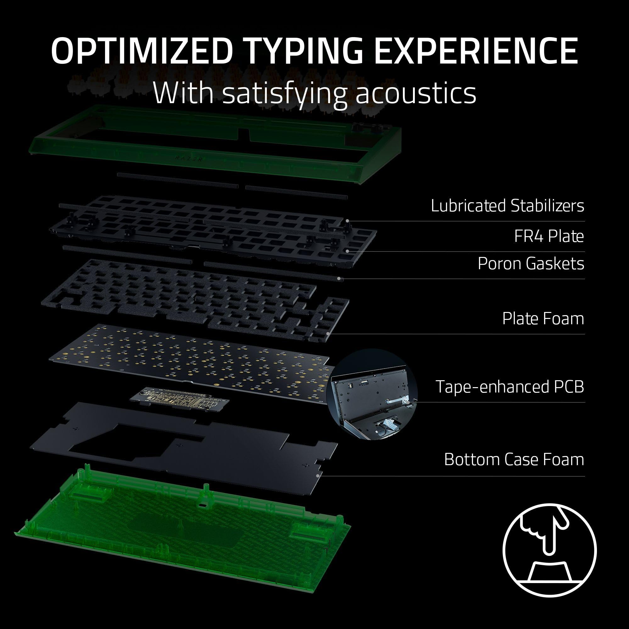 Razer BlackWidow V4 - Tastiera meccanica da gioco 75%, design hot-swap, compatta e resistente, interruttori tattili arancioni, Chroma RGB, MF Roller e tasti multimediali, comodo poggiapolsi, verde
